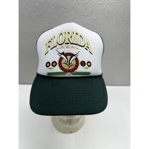 Mohrs Snapback Trucker Hat Florida Mesh Adjustable Rope Cap White Green Vintage